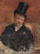 Max Buri Bildnisstudie des Malers Franz Multerer oil painting artist